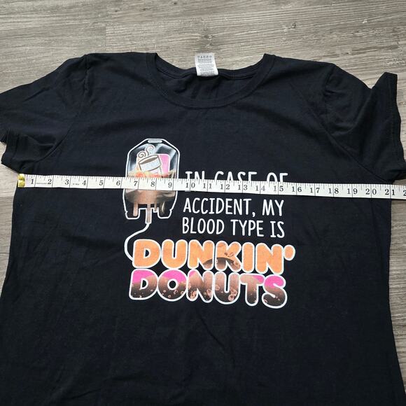 Fruit Of The Loom Blood Type Is Coffee Dunkin’ Donuts Short Sleeved Shirt Top - Picture 4 of 6